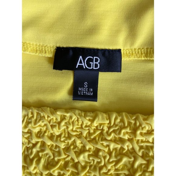 AGB Blouse Womens Size Small S 3/4 Sleeve Solid Yellow Stretch Top Square Neck - Picture 8 of 8